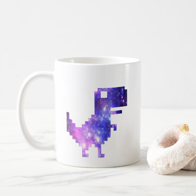 Caneca De Café Galaxy Chrome T-Rex (Com Donut)