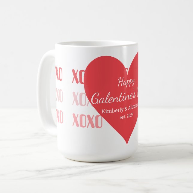 Caneca De Café Galentine's Day Personalized Pink and Red (Frente Esquerda)