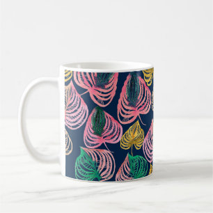 Caneca De Café Galhos de erva de padrão floral sem costura por a