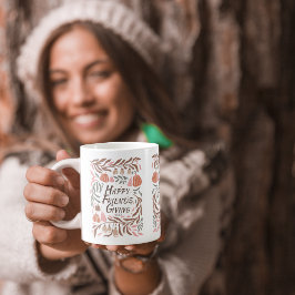 Caneca De Café Galhos retrorreflectores folhas abóboras caem Ação