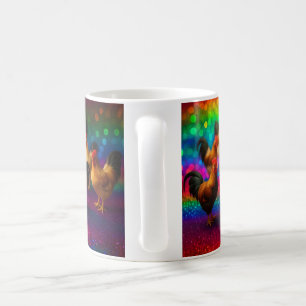 Caneca De Café Galináceos em um Fundo de Arco-íris