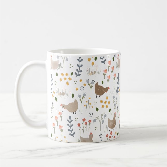 Caneca De Café Galinha Amante Farmgirl Dão Floral Mãe (Esquerda)