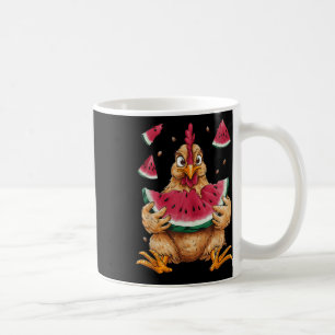 Caneca De Café Galinha Bonita Comendo Melancia Fruta Verão Homens