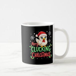 Caneca De Café Galinha de Natal Dependido com feliz