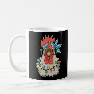 Caneca De Café Galinha de Natal Luzes de Natal Agricultor Fazenda