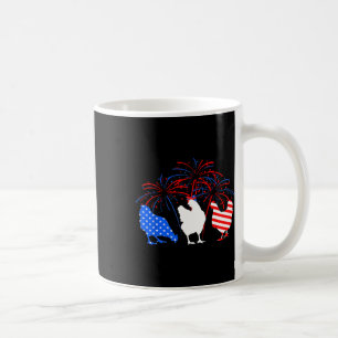 Caneca De Café Galinha Em 4 De Julho Fogos De Artifício Americano