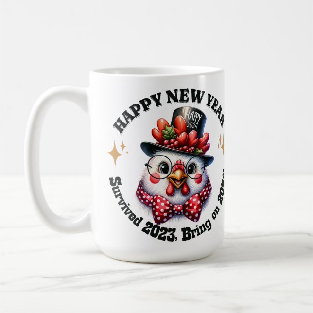 Caneca De Café Galinha Festiva Ano Novo 2024 (Esquerda)