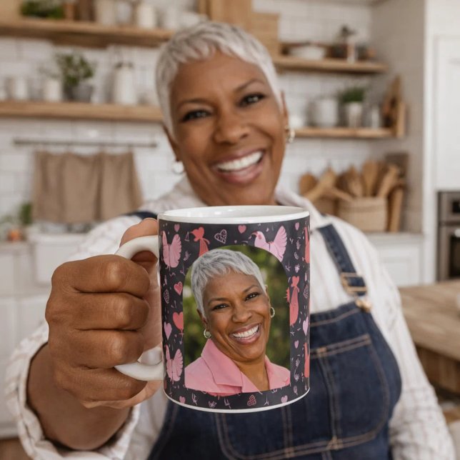 Caneca De Café Galinha galinha caseira preto rosa-vermelho (Criador carregado)