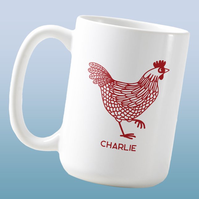Caneca De Café Galinha Personalizada (Chicken hen poultry personalized coffee mug)