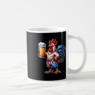 Caneca De Café Galinha Segurando Cerveja Usa Bandeira 4 De Julho