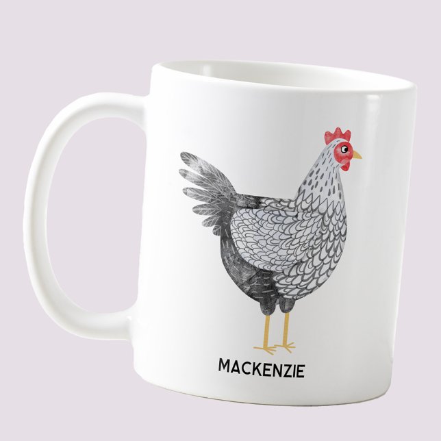Caneca De Café Galinha Wyandotte em Aquarela Personalizada Divert (Fun personalized custom name Wyandotte chicken coffee mug for poultry and bird lovers)