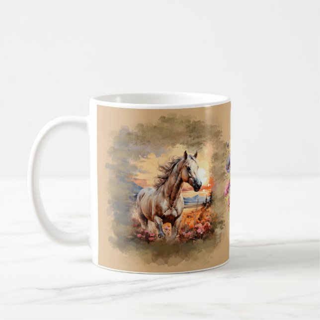 Caneca De Café Galloping Horse Sunset Wildflower Tan (Esquerda)