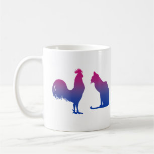 Caneca De Café Galo Bissexual e Gatinho