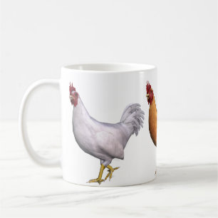 Caneca De Café Galo Branco Laranja E Preto