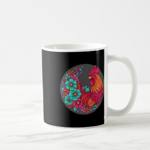 Caneca De Café Galo Floral Galo Círculo, Bold Rnyard Bloom