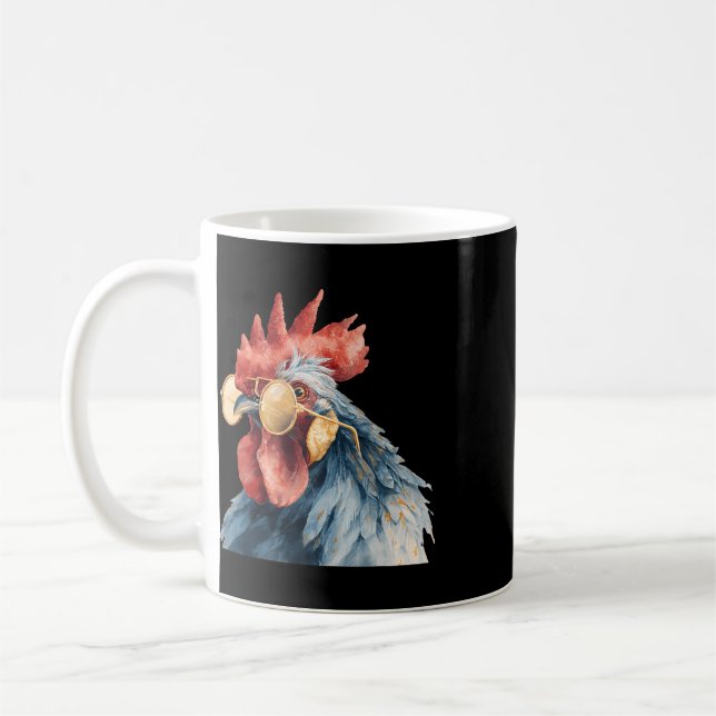 Caneca De Café Galo Frango Óculos De Sol Frango Galo Com Óculos (Esquerda)
