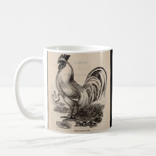 Caneca De Café Galo impressão branco Dorking do século XIX (Esquerda)