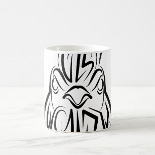 Caneca De Café Galo Tribal Negro e Branco
