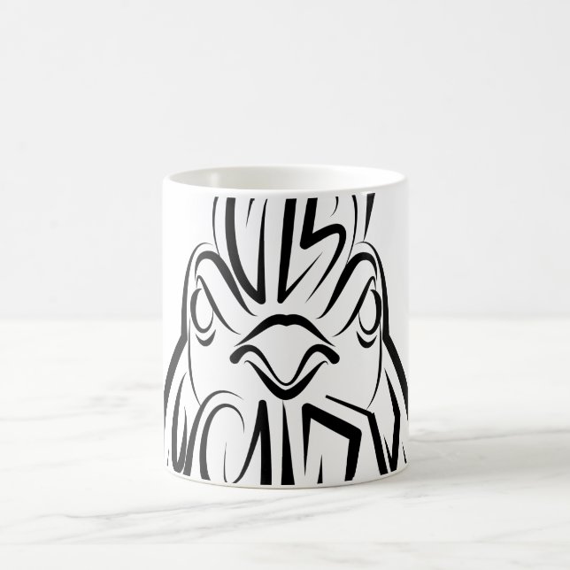 Caneca De Café Galo Tribal Negro e Branco (Centro)