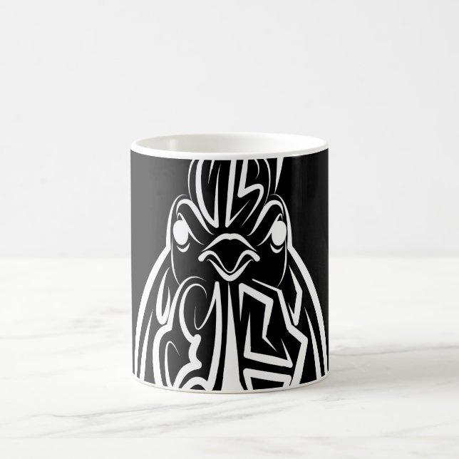 Caneca De Café Galo Tribal Negro e Branco (Centro)