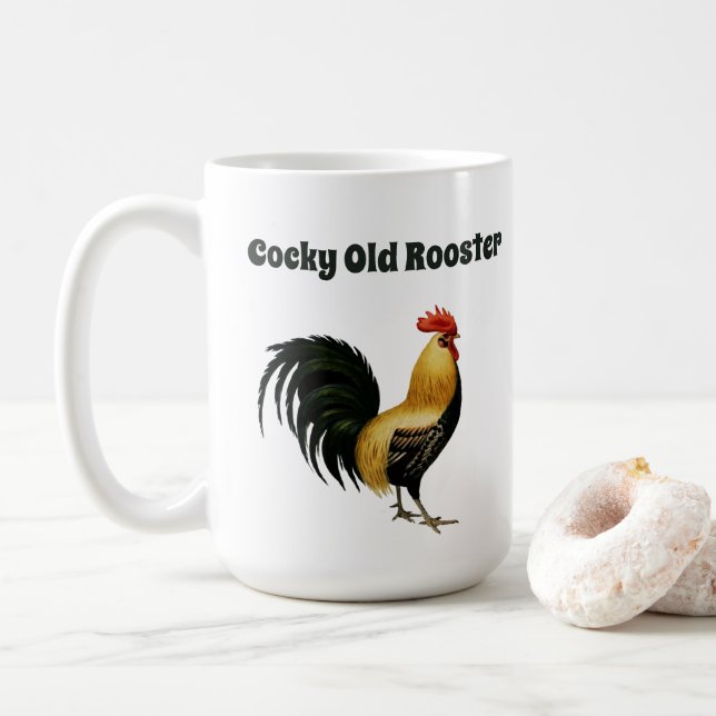 Caneca De Café "Galo Velho Cocky" com Gráfico de um Galo (Com Donut)