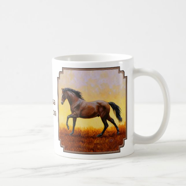 Caneca De Café Galopagem de Cavalos de Stallion Bay Dark (Direita)