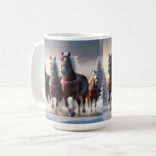 Caneca De Café Galopando pela neve: Cavalos Mágicos dos Papais no