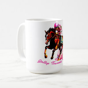 Caneca De Café Galope Em Direção À Vitória. Retrato de Cavalo Ele