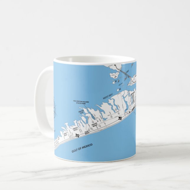 Caneca De Café Galveston Beach Map Mug (Frente Esquerda)