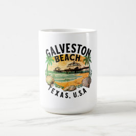 Caneca De Café Galveston Beach Retro Vignette