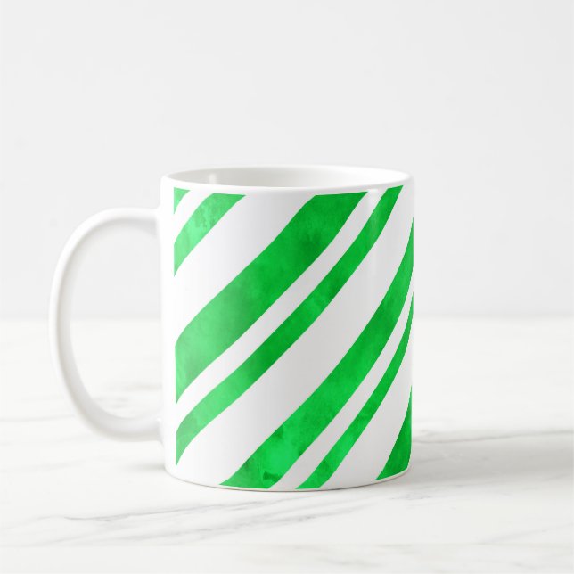 Caneca De Café Gamas de Canas de Cânus de Aquarela Verde (Esquerda)