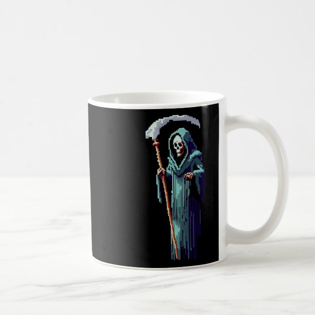 Caneca De Café Gamer 8 Bit Pixel Art Video Game Grim Reaper Of De (Direita)