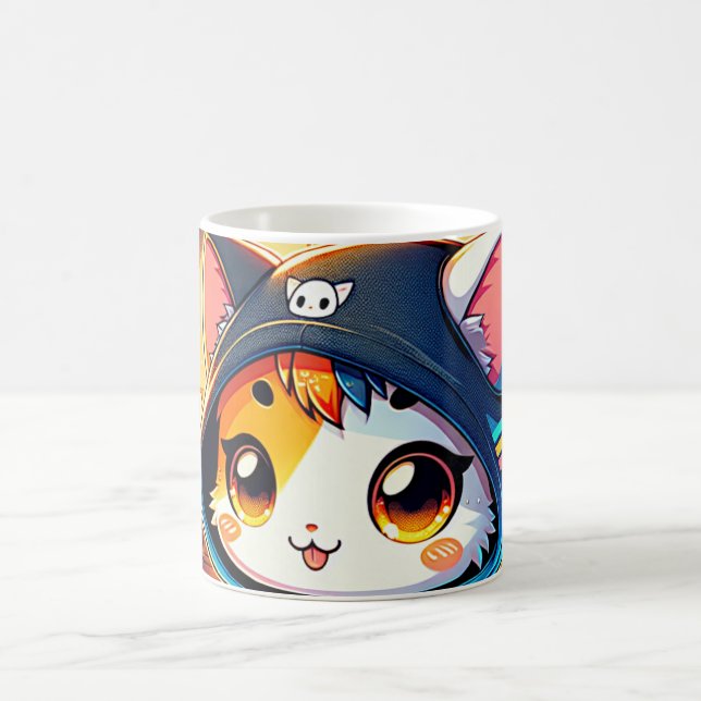 Caneca De Café Gamer Cat Cozy em um Hoodie (Centro)