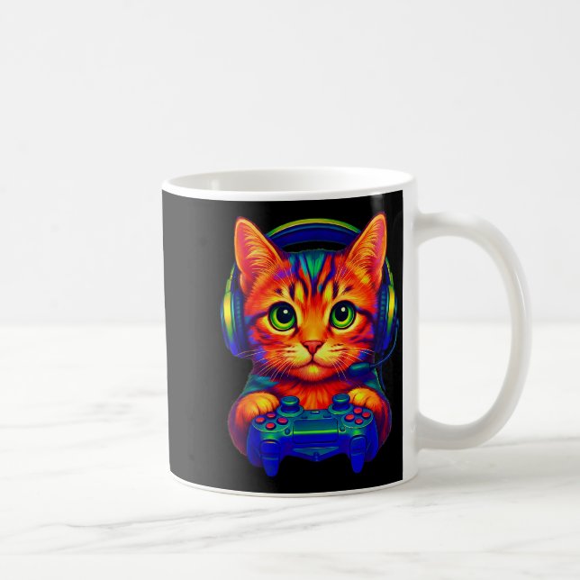Caneca De Café Gamer Cat Video Games Boys Teen Men Girls Funny Ca (Direita)