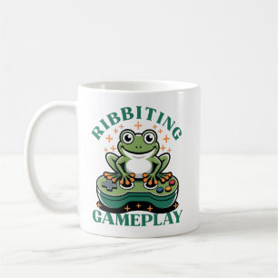 Caneca De Café Gamer de Sapo Engraçado, Controle de Videogame Ret