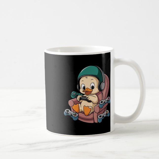 Caneca De Café Gamer Duck Irritado Com Fone E Controlador 1 (Direita)