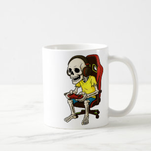 Caneca De Café Gamer Halloween Esqueleto Assustador Jogo de Vídeo