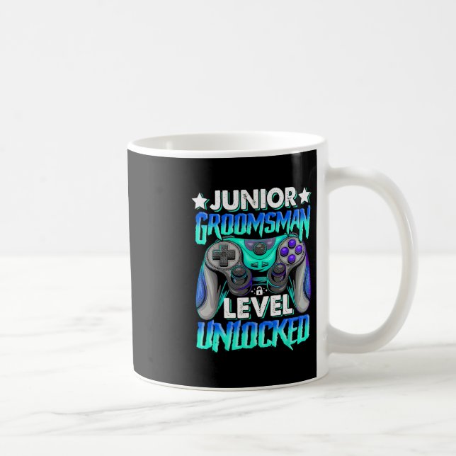 Caneca De Café Gamer Junior Groomsman Level Unlocked Video Gaming (Direita)