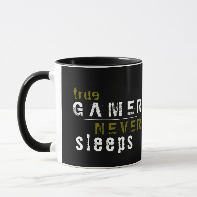 Caneca de Café Gamer Nunca Dorme Preta (Esquerda)