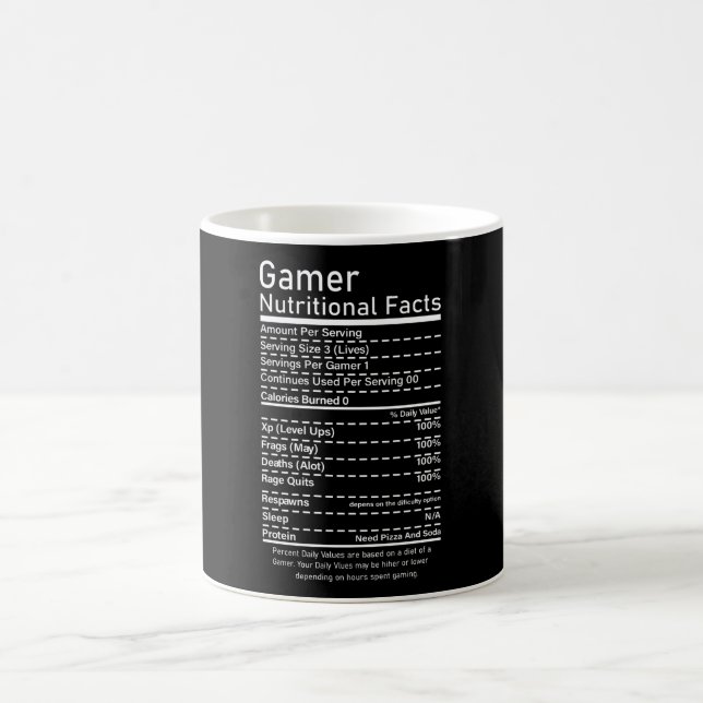 Caneca De Café Gamer Nutritional Facts Funny Gaming Console Gift (Centro)