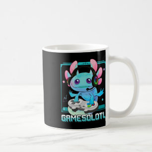 Caneca De Café Gamesolotl Axolote Videojogador Kawaii Pastel Góth