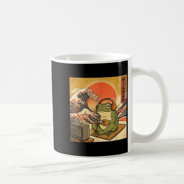 Caneca De Café Gaming Frog Art Ukiyo-e Japanese Gamer Anime Men W (Direita)