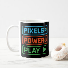 Caneca De Café Gaming Mug – Pixels Power Play Neon Coffee Cup