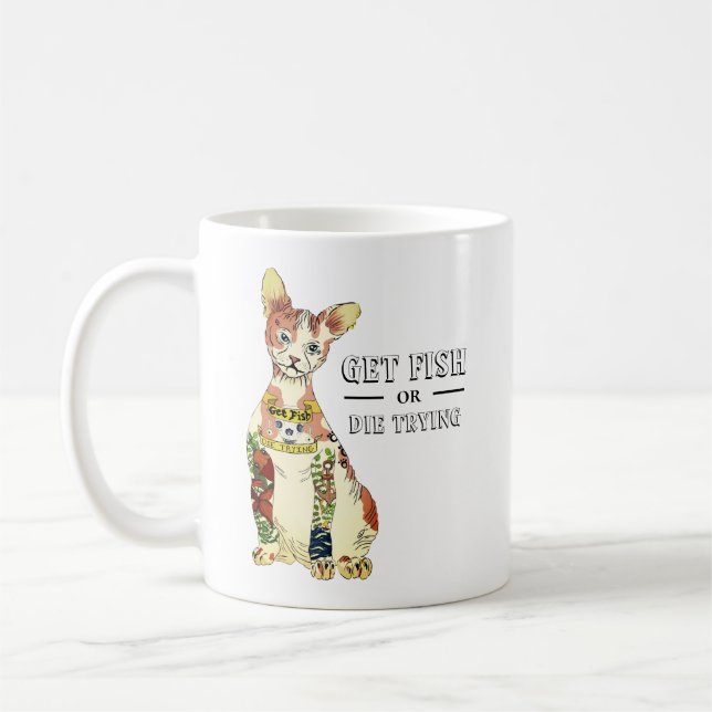 Caneca De Café Gangster Bonito Sphynx Cat Tatuagem com Engraçado  (Esquerda)