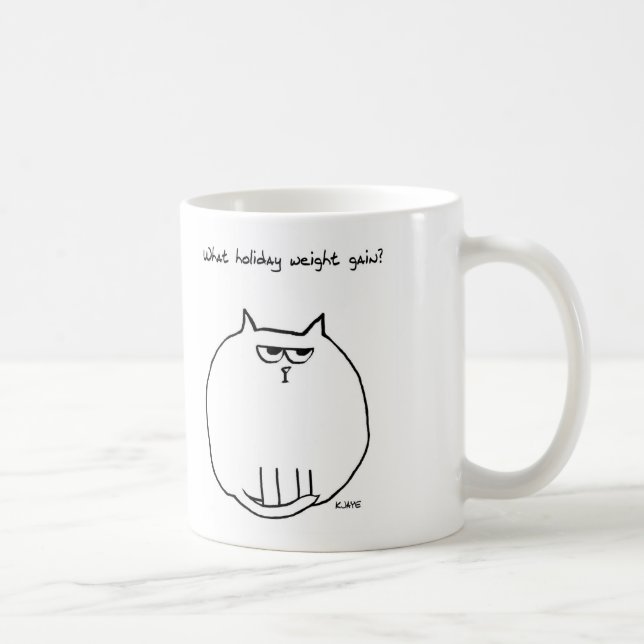 Caneca De Café Ganho de peso no feriado - Gato irritado agora é G (Direita)