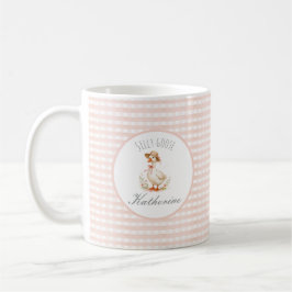Caneca De Café Ganso Bobo Elegante Rosa Nome Personalizado Menina