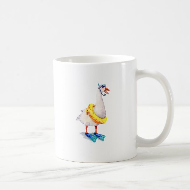 Caneca De Café Ganso Branco Snorkeling (Direita)