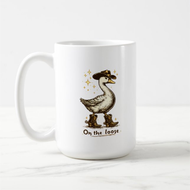 Caneca De Café Ganso Caubói À Solta Arte Cômica do Oeste (Esquerda)