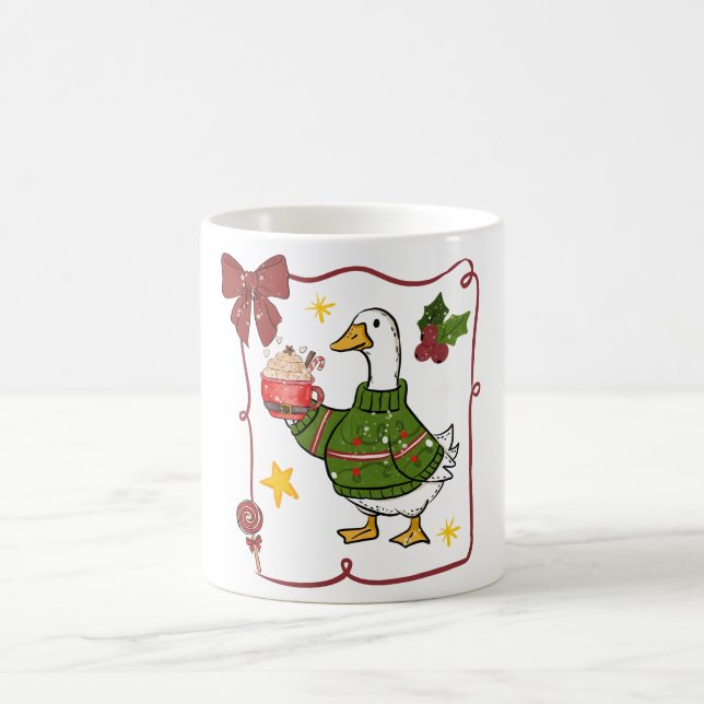 Caneca De Café Ganso de Natal Aconchegante Design de Férias (Centro)