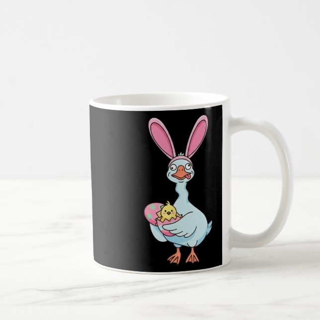 Caneca De Café Ganso Engraçado de Páscoa Coelho Orelhas Rosas Pás (Direita)